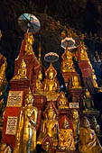 Inle Lake Myanmar. Pindaya, the famous Shwe Oo Min pagoda, a natural cave filled with thousands of gilded Buddha statues. 